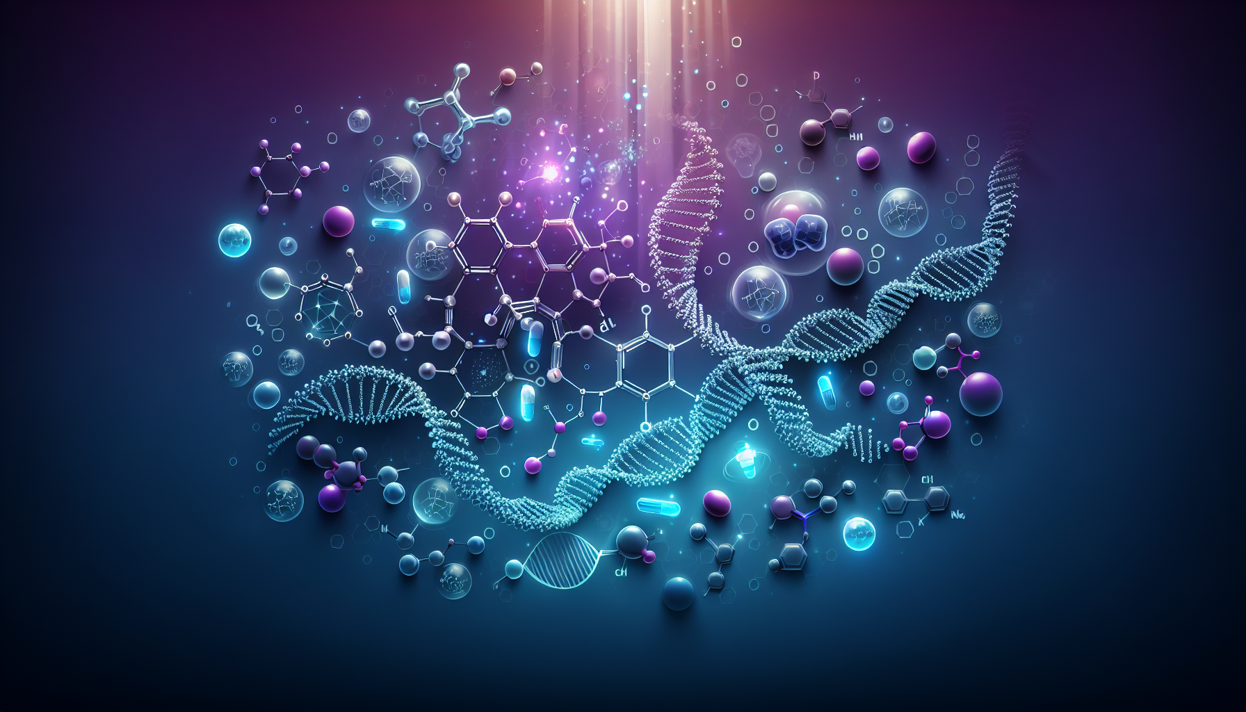 Peptide molecules and amino acid chains - scientific illustration